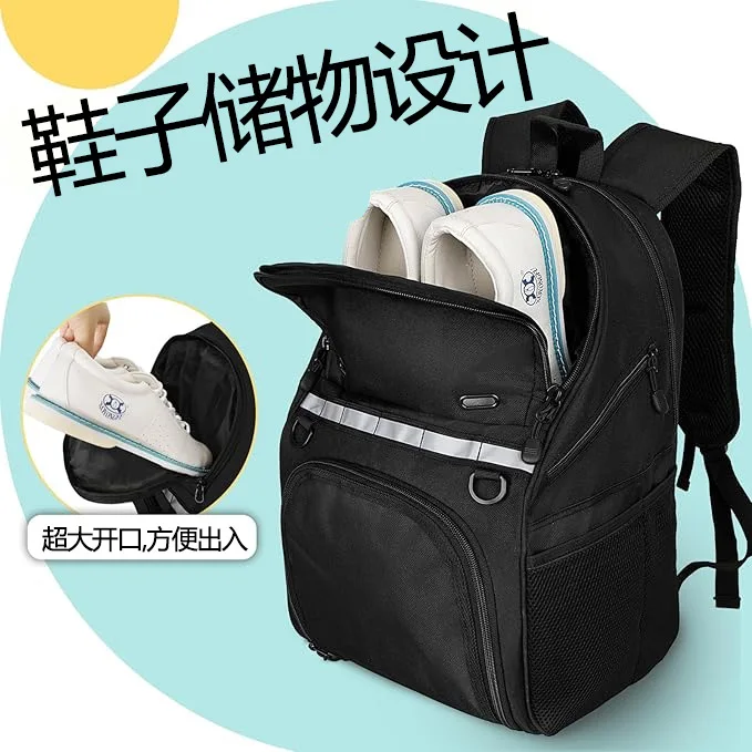 Large Capacity Sports Backpack for Gym Travel & Bowling, Waterproof Multi-Pocket with Adjustable Straps