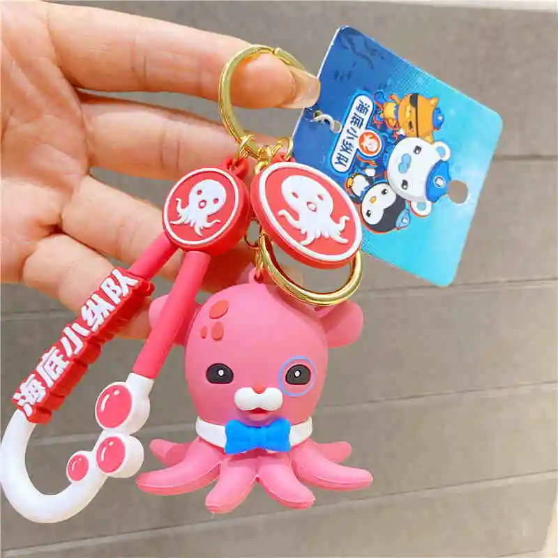 Octonauts 액션 피규어 부드러운 고무 열쇠 고리 크리 에이 티브 펜던트 커플 가방 장식 귀여운 인형 열쇠 고리 애니메이션 파생
