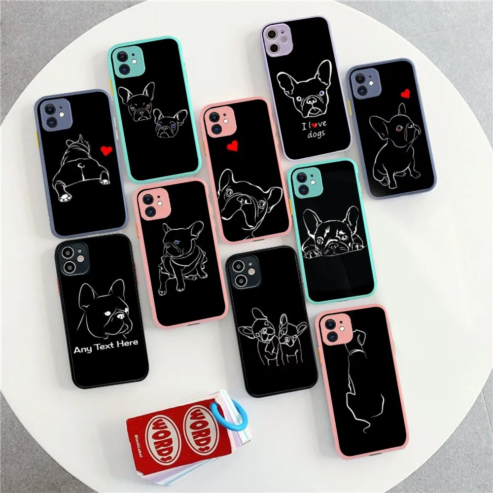 

French Bulldog Phone Case For IPhone 14 11 12 13 Mini Pro Max 8 7 Plus X XR XS MAX Translucent Matte Cover