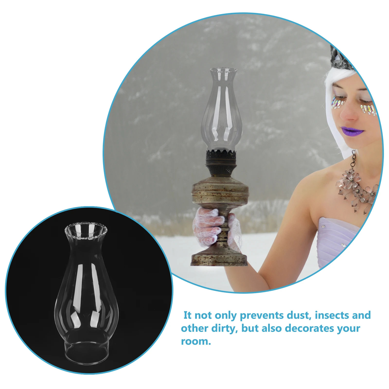 

Creative Retro Glass Oil Lamp Cover Lampshade Simple Structure Exquisite Light Decor Oil Lamp Chimney