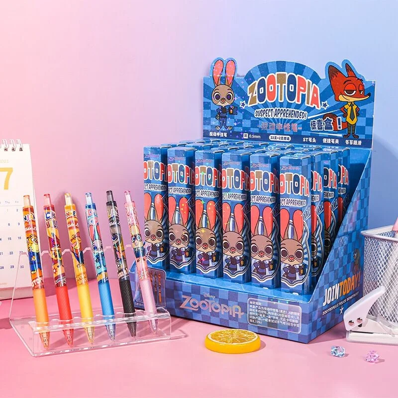 

24PCS/ лот мультфильм DISNEY ZOOTOPIA пресса гель Пен мило 0,5 мм черные чернила пресс подпись ручки рекламные школьные принадлежности