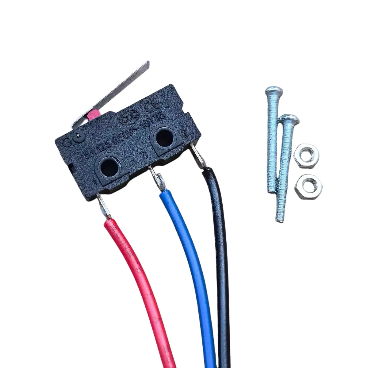 

1PCS/LOTS ultra high end silver dot micro switch solder wire 300mm KW12-B small self resetting stroke limiter 5A straight handle