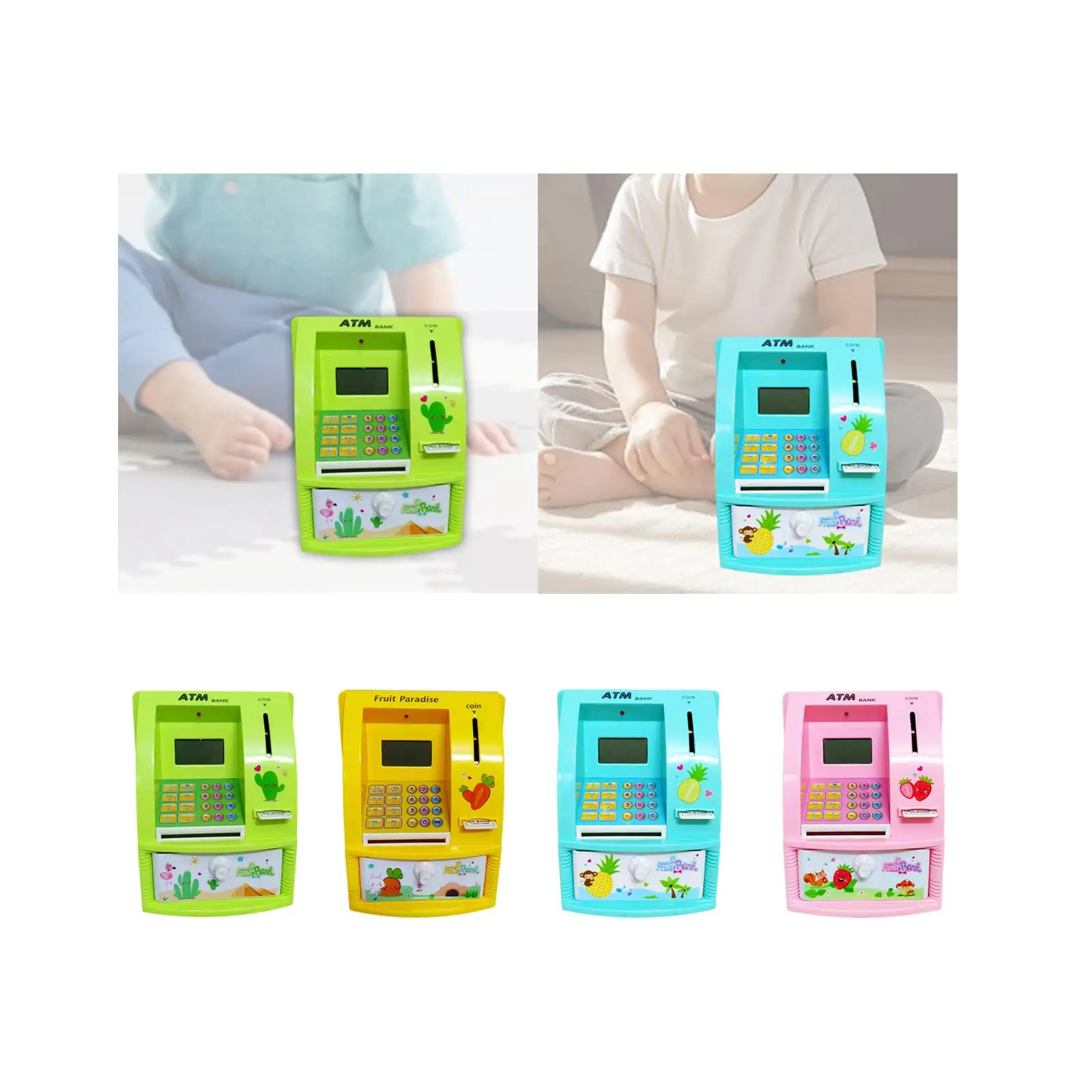 Kids ATM Piggy Bank LCD Display with Card,password, Recognition Money Saving Box for Kids Children Boys Girls Ages 3+ Gifts