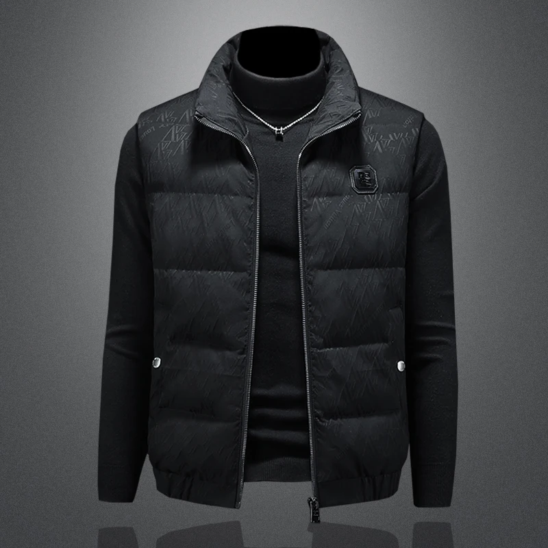 

Мужской жилет Sli с воротником-стойкой, модный, приталенный, зимняя верхняя одежда, из водонепроницаемой ткани с покрытием, белый, с наполнителем из пуха