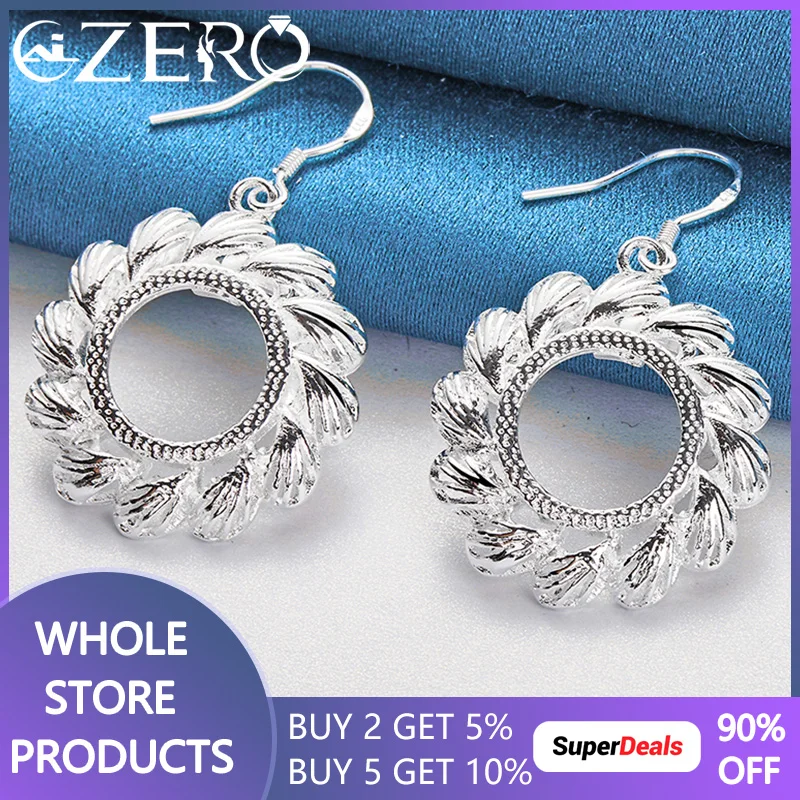 

ALIZERO 925 Sterling Silver Geometry Round Earrings For Women Drop Earring Lady Wedding Engagement Party Fashion Jewelry Gifts