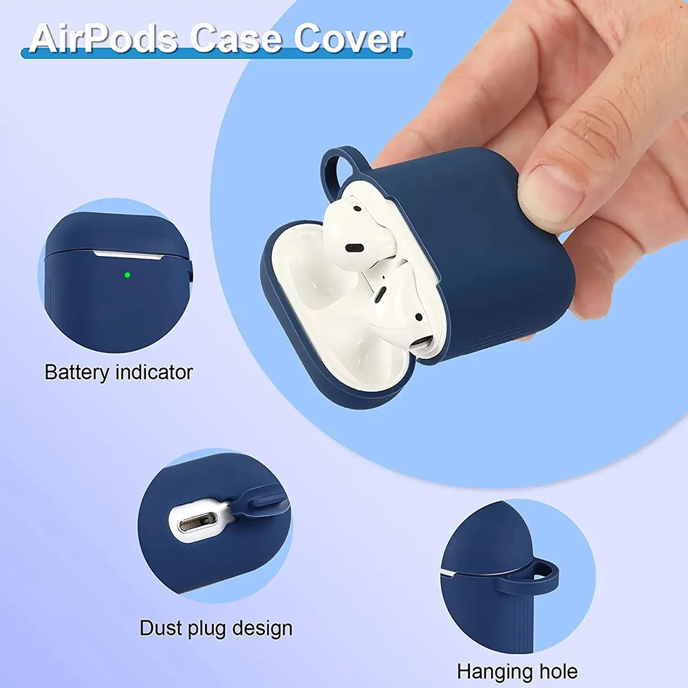 TPU Case Cover with Secure Lock Keychain Protective Silicone Cover Compatible with AirPods 2/1 Earphones (AirPods Not Included)