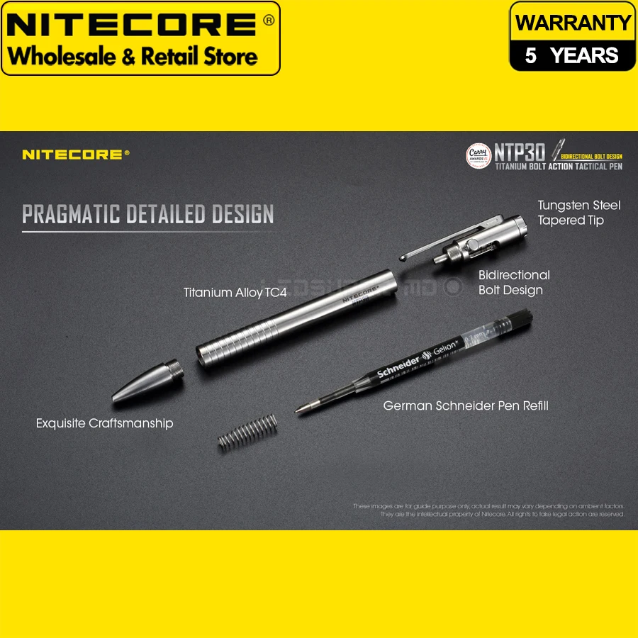 أداة متعددة الأغراض NITECORE NTP30 قلم تكتيكي/كسر زجاج من التيتانيوم