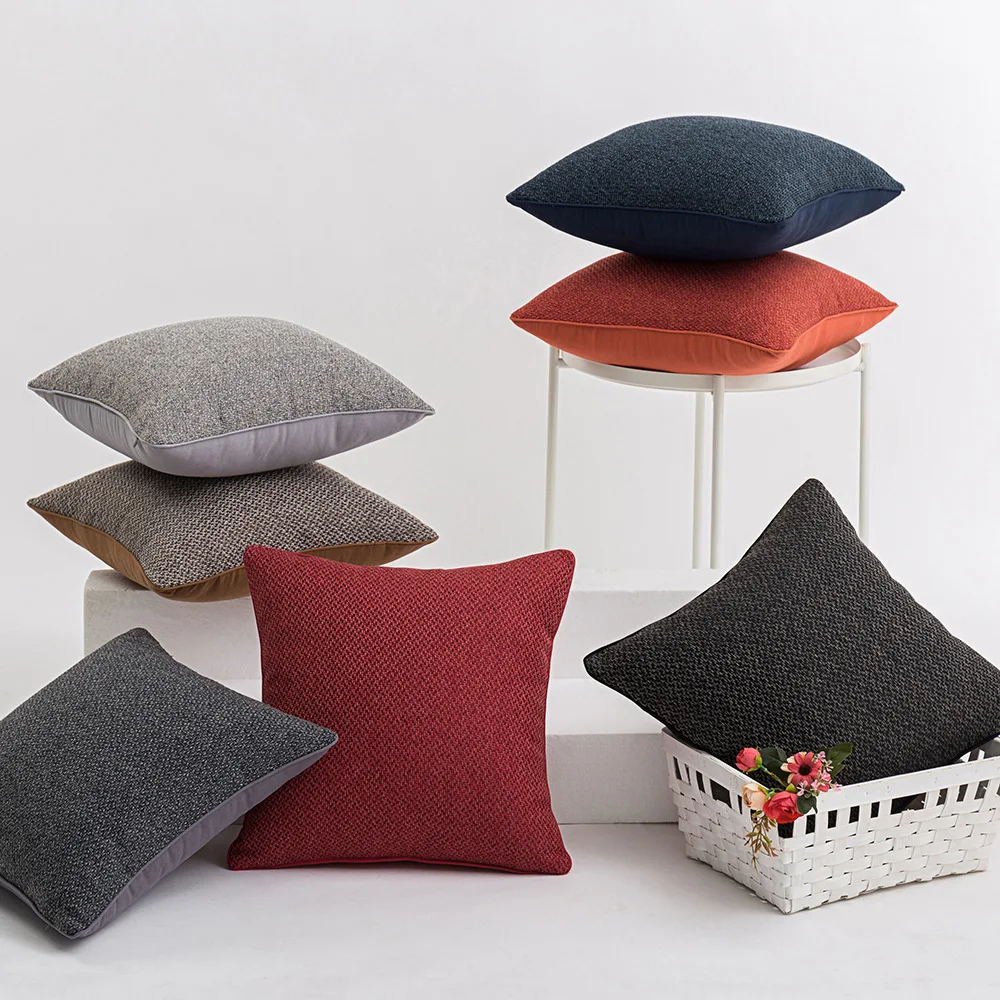 

Nordic Solid Color Cotton Linen Cushion Cover Thick Texture Crochet Throw Pillow Cover Light Luxury Decorative Cushions for Sofa