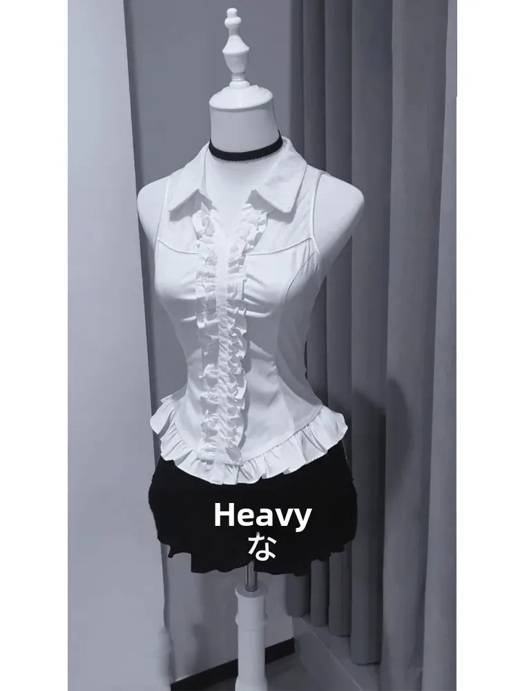 Summer New Style Devil Subculture Sweet Cool Dark Series Sleeveless Shirt Spicy Short Skirt College Style Set Women's Fashion image 4