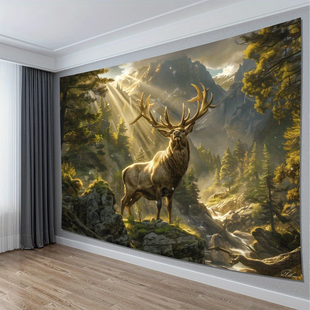Ultra Large Forest Tapestry Wall Hanging Majestic Stag Wildlife Mural Nature Art Decor Living Room Fantasy Woodland Animal