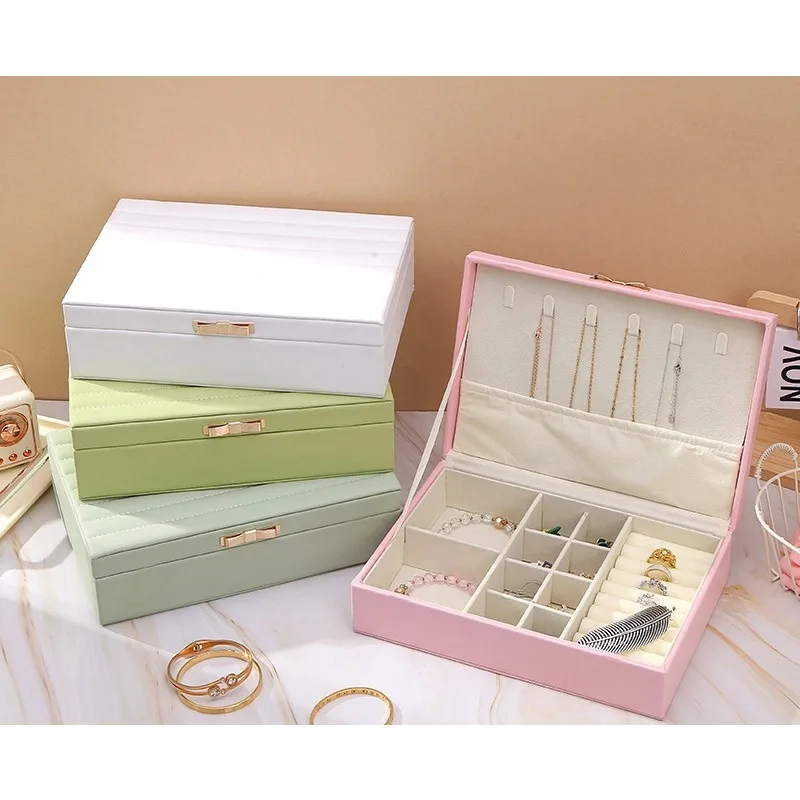 

Single Layer Jewelry Organizer Box Spacious Storage for Earrings Rings Necklaces Watches Compact Display Case with Soft Lining