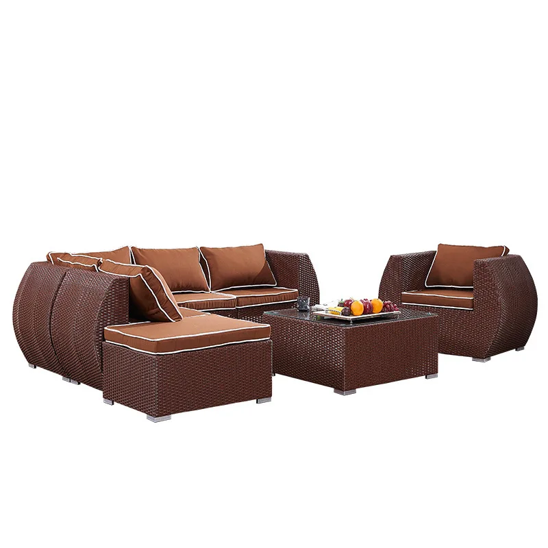 

Outdoor leisure sofa combination courtyard terrace hotel living room garden meeting guest furniture rooftop outdoor rattan sofa
