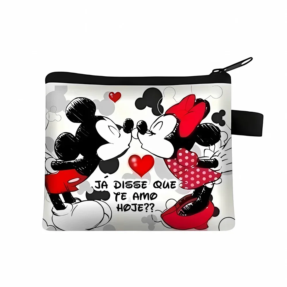 New Disney Mickey Mouse Minnie Coin Purse White Black Themed Women Cosmetic Pouch Fashion Cute Portable Toys Gifts for Children