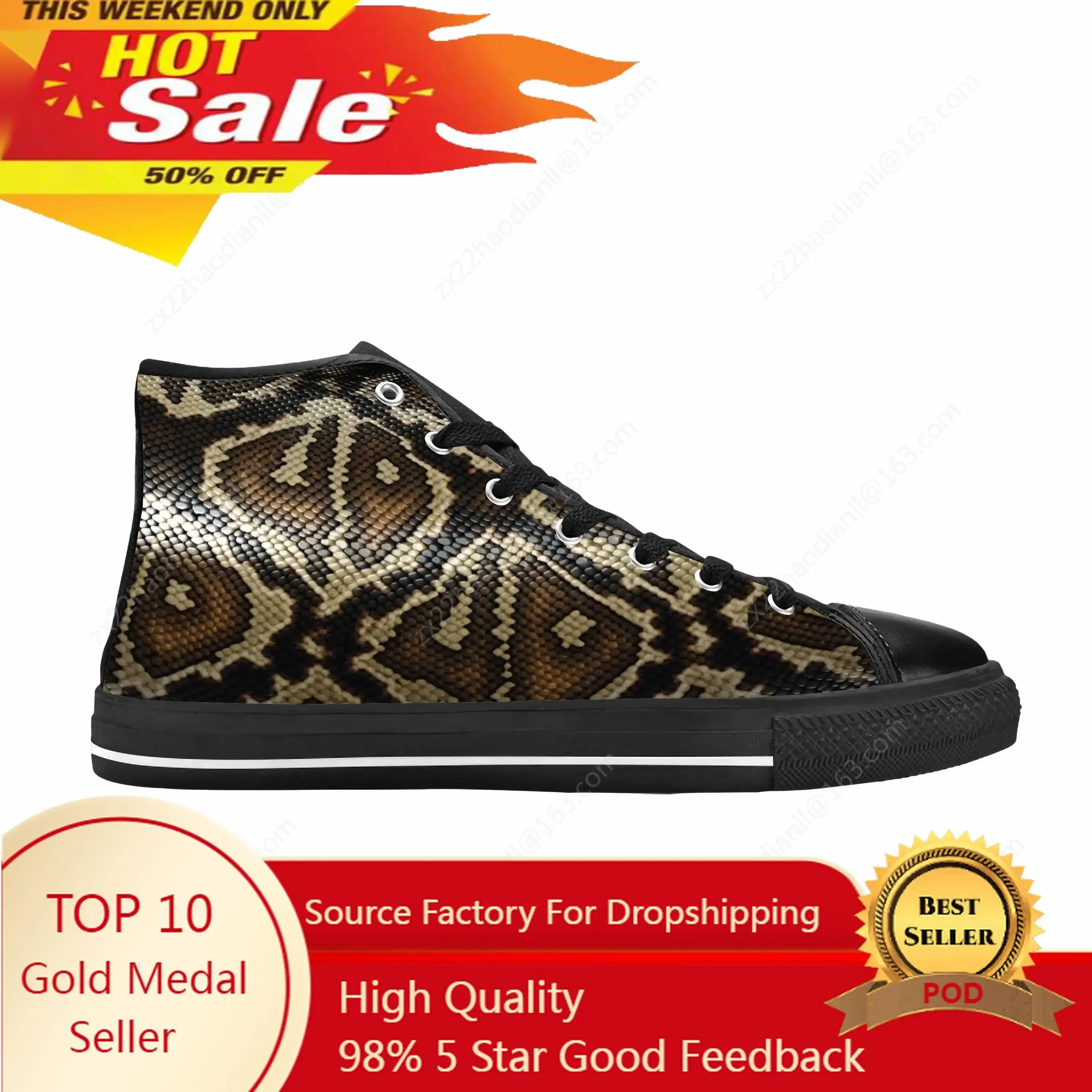 Snake Skin Scales Snakeskin Print Pattern Fashion Casual Cloth Shoes High Top Comfortable Breathable 3D Print Men Women Sneakers