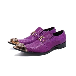 2023 Italian Pointed Toe Big Size Office Shoes Elegant Slip on Solid Color Dress Shoes Social Male Leather Business Shoes