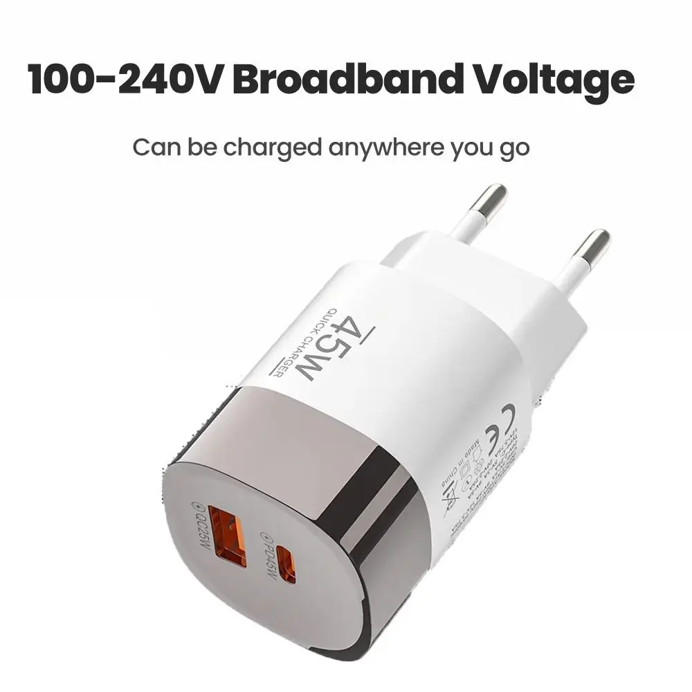 EU/US/UK PD45W Charger 45W Power USB Type C USB Type C Charger QC3.0 Charger for iPhone15/16/17 Samsung Huawei Xiaomi
