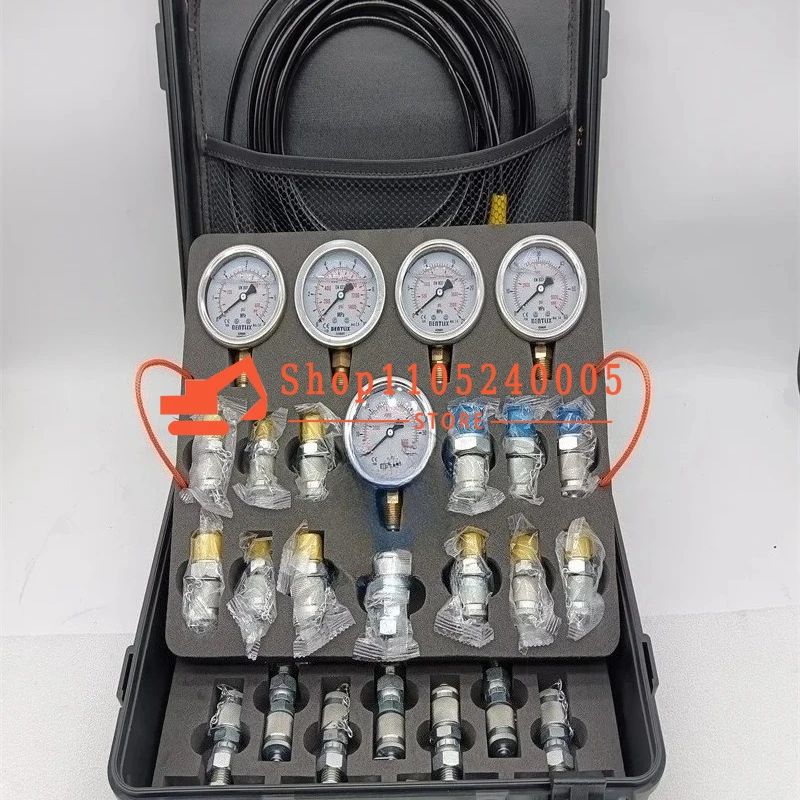 Hydraulic Test Kit 5 Gauges Hydraulic Gauge 5 Table 5 lines 13 connectors and 14 tees Hydraulic Pressure Gauge Group Diagnostic