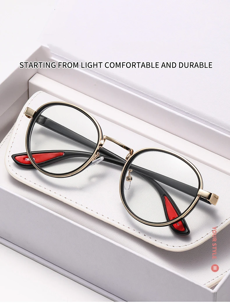 Punk-Style Farbwechselnde Kurzsichtbrille, Neue Modische Runde Hip-Hop Anti-Blaulicht-Brille 072 – Detail 2