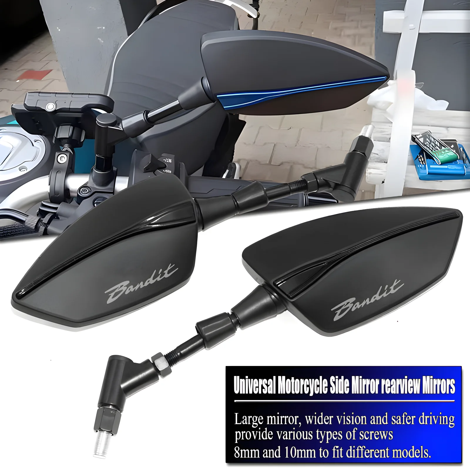 Rétroviseurs latéraux de moto adaptés à Bandit GSF 250 600 600S 650 650S 650N 1200 1250 Bandit 650S