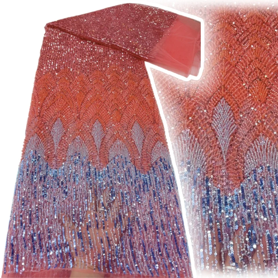 

Шампанское африканское кружево с бисером для жениха, ткань с пайетками 2026 года, нигерийское кружево для женских свадебных и праздничных платьев, для шитья, 2331