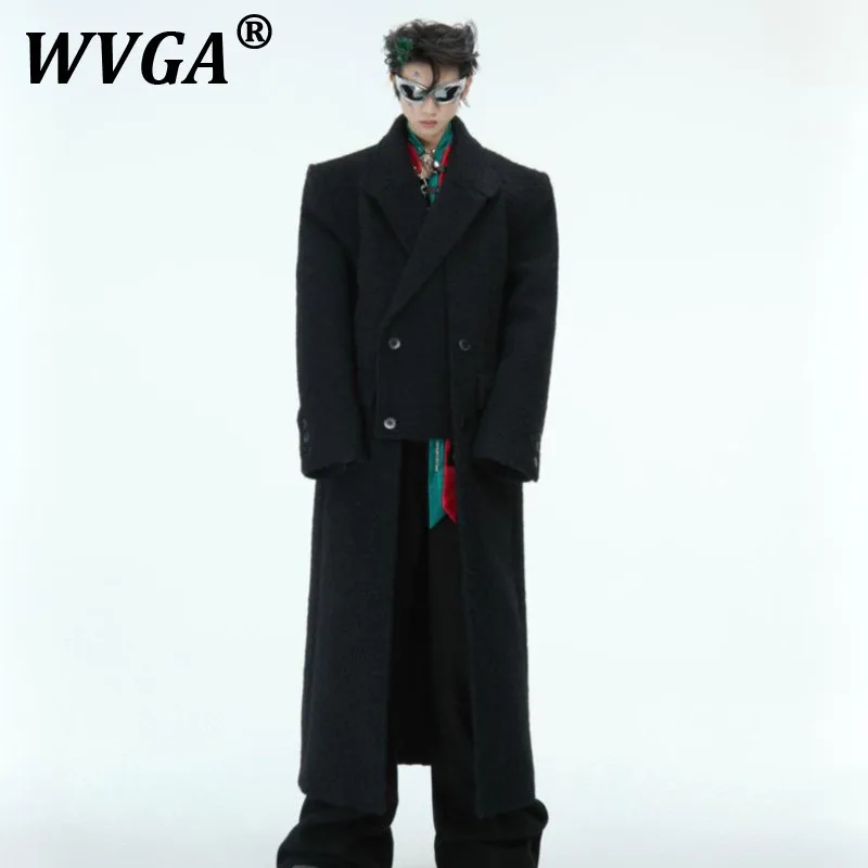 

WVGA Coats Autumn Winter New Man Irregular Splicing Trendy Design Thick Woolen Niche Chic Casual Long Sleeved Jackets Ins W11330
