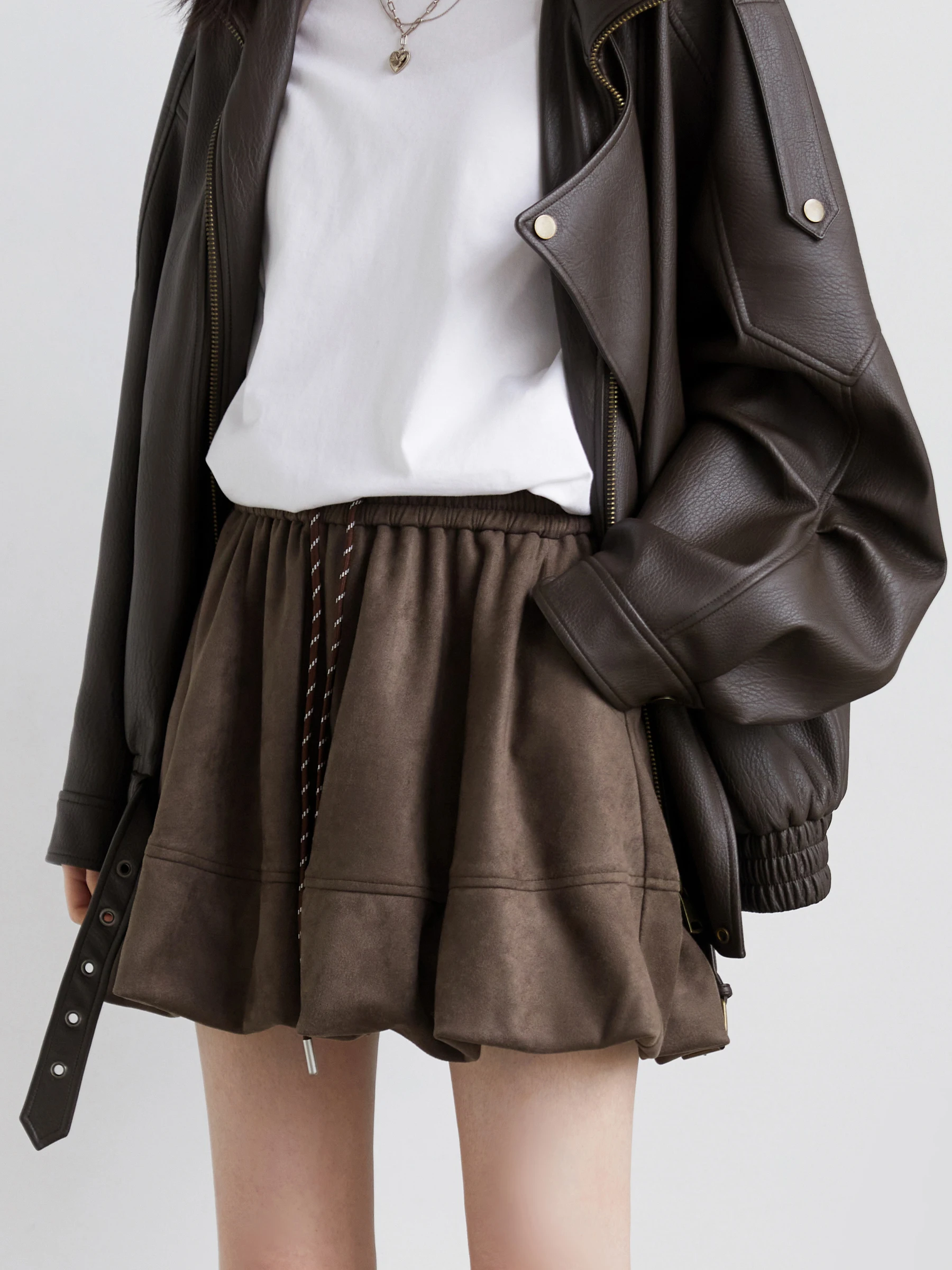 CHIC VEN Women Mini Skirts Casual Retro Flower Bud Suede Half Skirt High Waisted A-line Ladies Clothes Spring Autumn 2025
