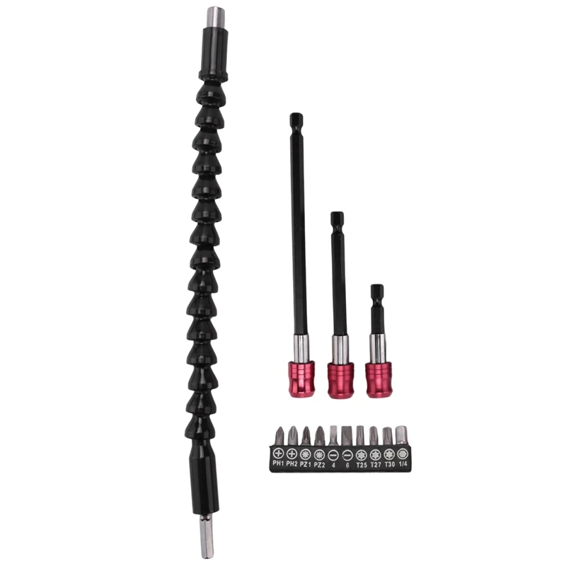 

1Pcs Flexible Drill Bit Extension, 10 Pcs Screwdriver Bit Set, 3Pcs Quick Release Magnetic Drill Bit Holder Tool Kit