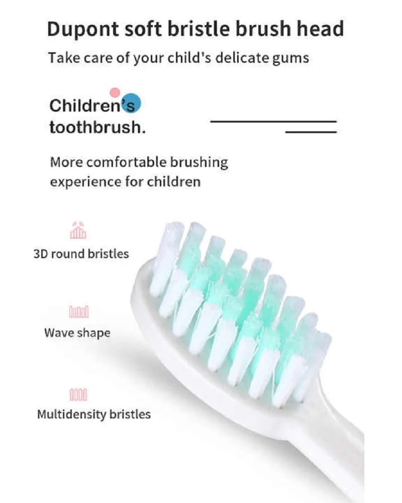 Sonic Electric Toothbrush For Children USB Rechargeable Cartoon Smart Tooth Cleaner Brush for 3-15 Year Old Kids Waterproof IPX7