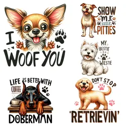 Funny Dogs Cats Clothing Stickers, Puppy Iron On Patches on Clothes, Kitten Heat Transfer Applique, DIY Wholesale Lots Badg