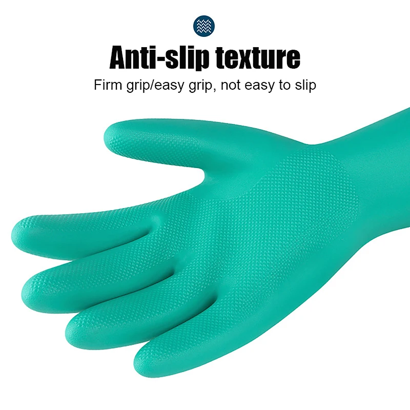 1Pair Thick Nitrile Gloves - Chemical Acid Resistant Waterproof Long Sleeve Gloves For Gardening Chemical Painting ,Latex Free