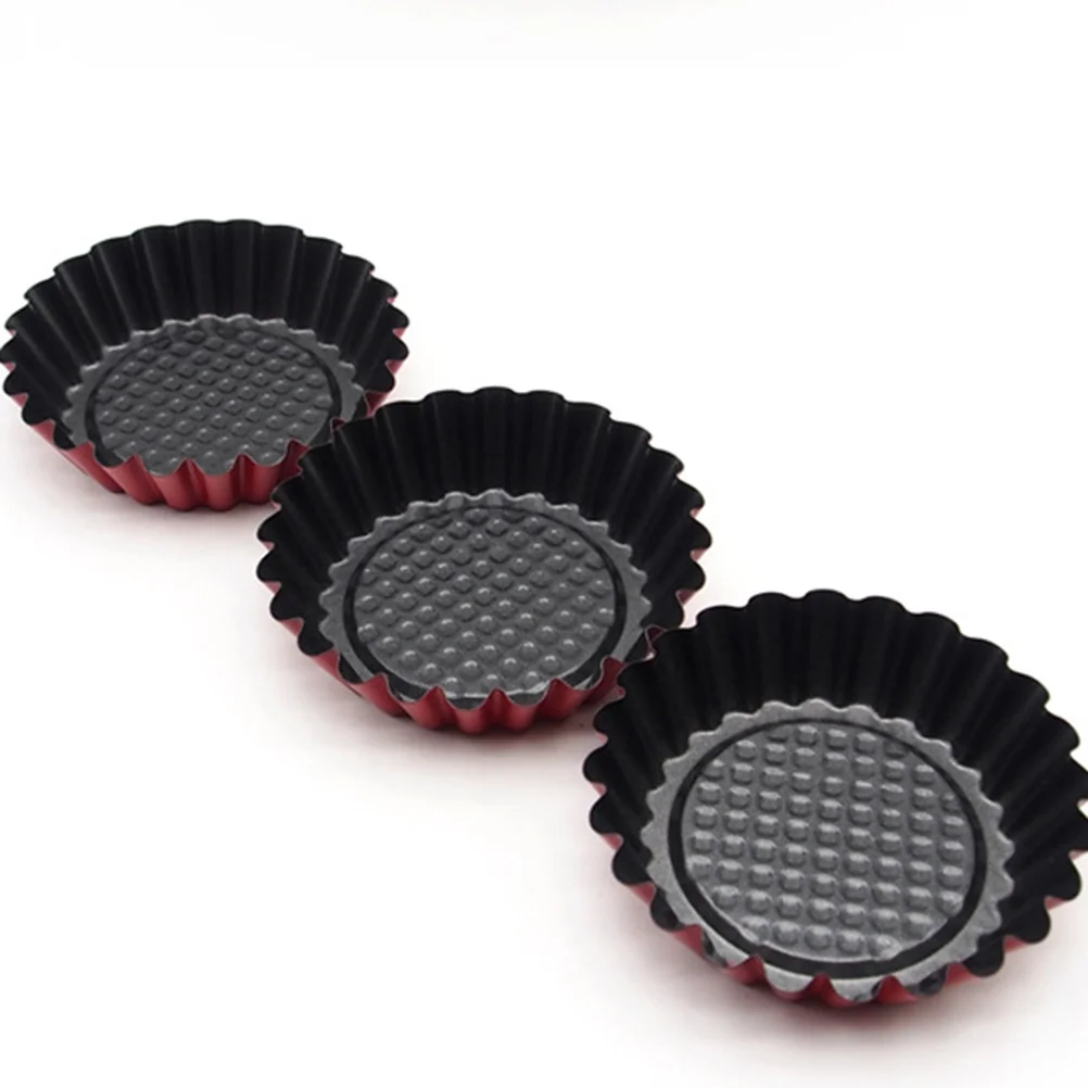 

10Pcs Cake Mold High-Carbon Steel Flower Design Baking Tool for Egg Tart Cupcake Dessert Home Kitchen Use Large 7.5cm