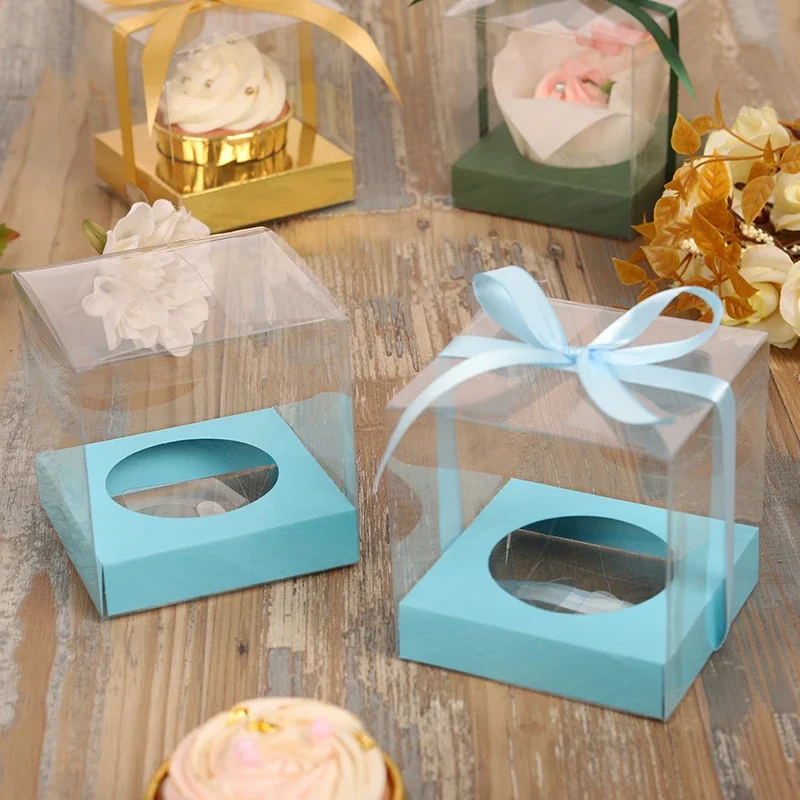 

48pcs Single Cupcake Box French Pastry Single Muffin Box Baking Mousse Packaging With Inner Tray
