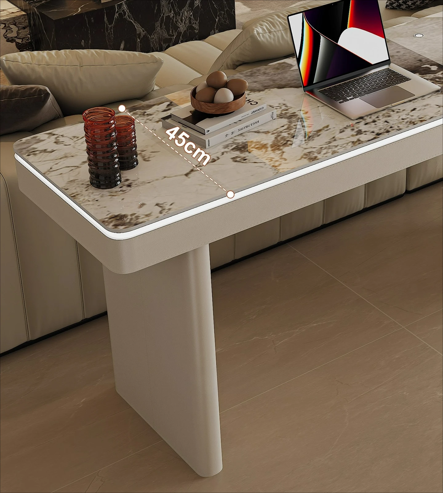 LTT Living Room Sofa Postmodern Minimalist Italian Vintage Home Long Desk and Chair Combo