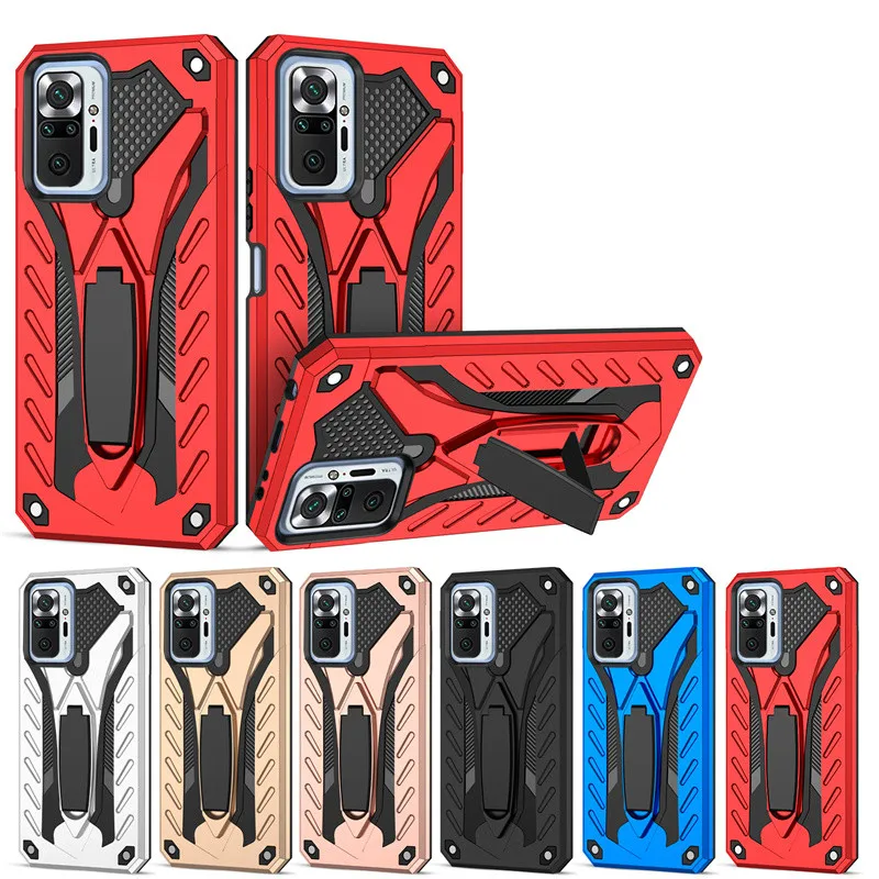 Rugged Armor Kickstand Phone Case for Xiaomi Redmi Note 10 4G 5G 10S Silicone Shockproof Bumper Cover for Redmi Note 10 Pro Max