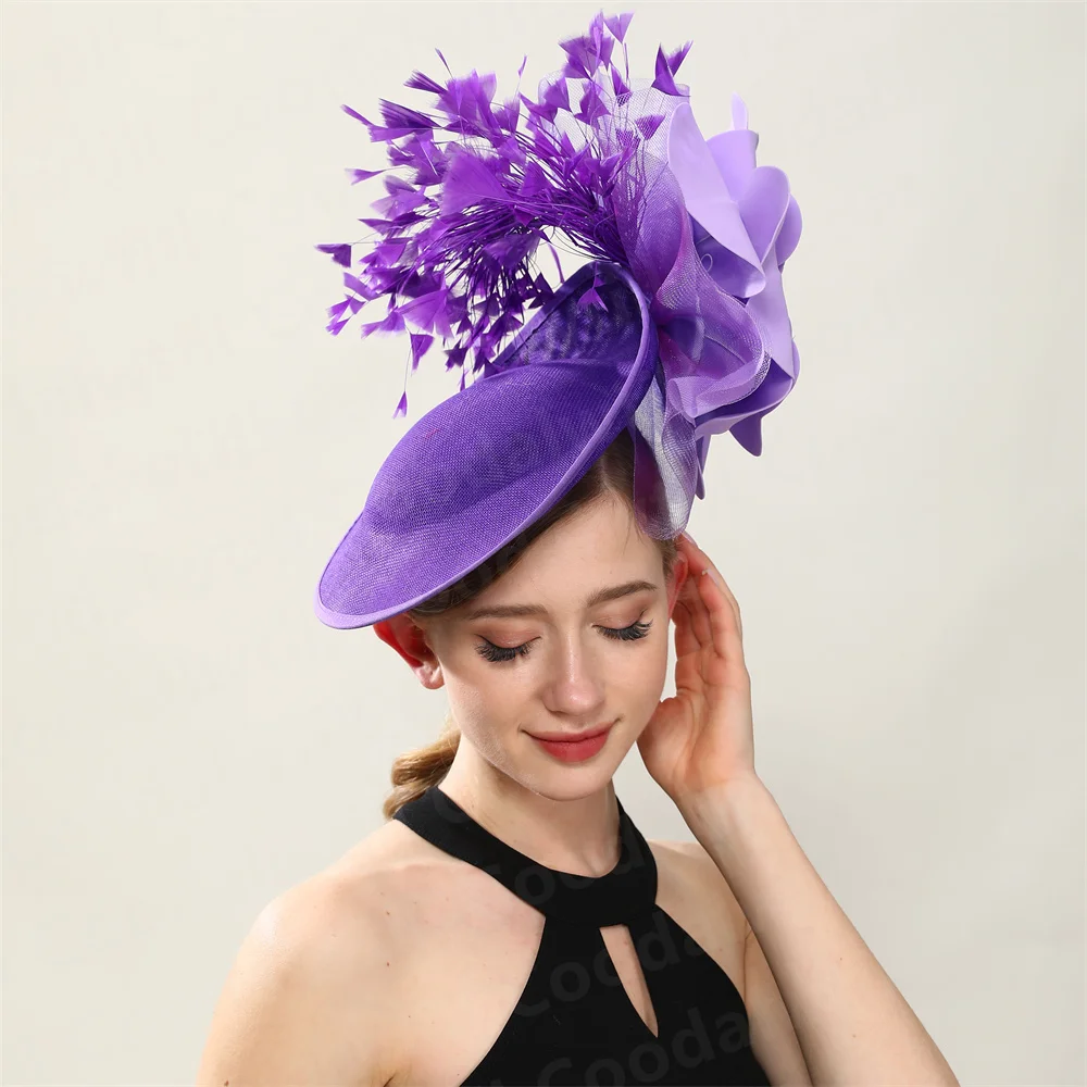 Purple Wedding Fascinator Hat Women Church Cocktail Pillbox Cap Ladies Party Tea Chapeau Cap Headband WomanWedding Millinery