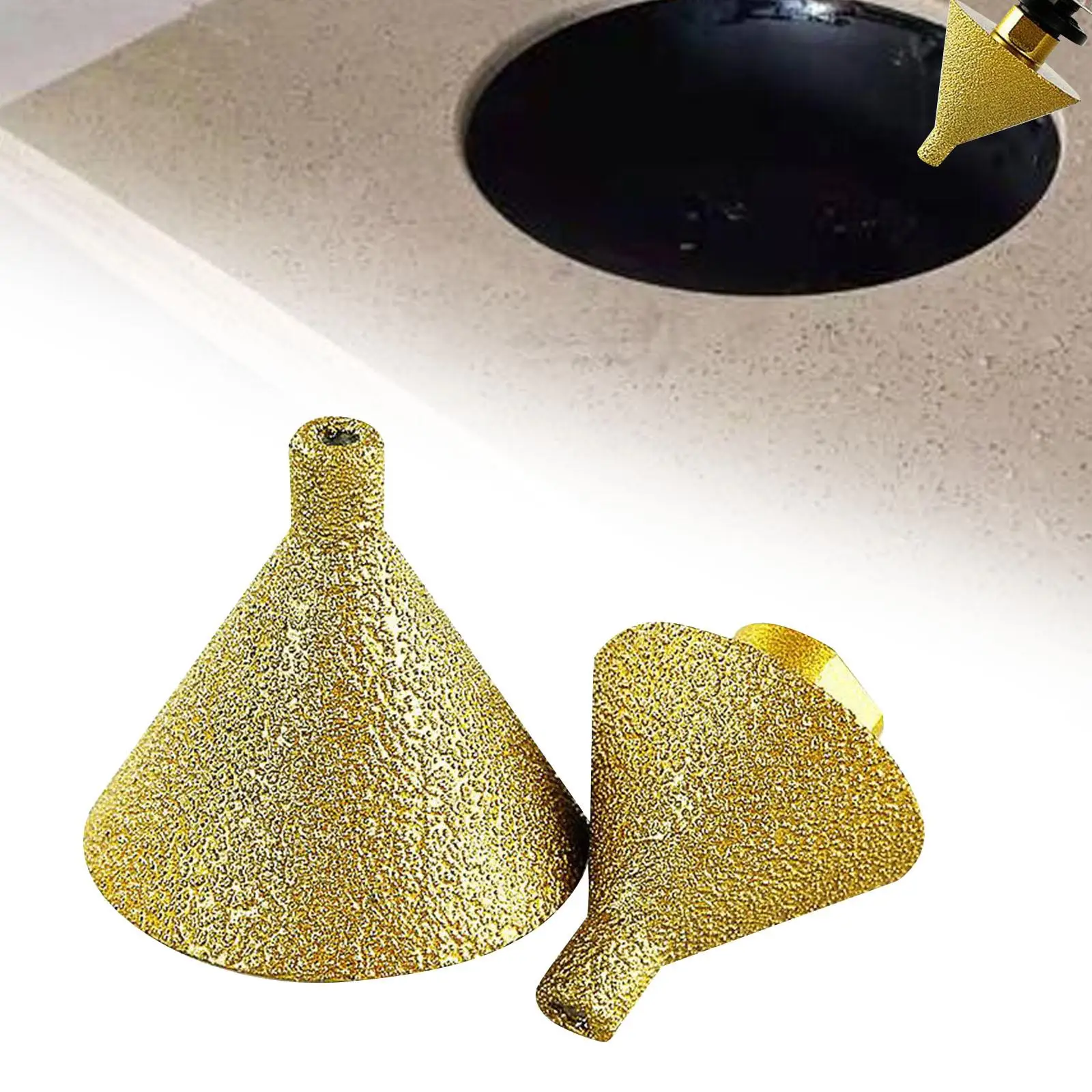 2x Diamond Beveling Chamfer Bit M10 Countersink Chamfer Bit for Glass Marble