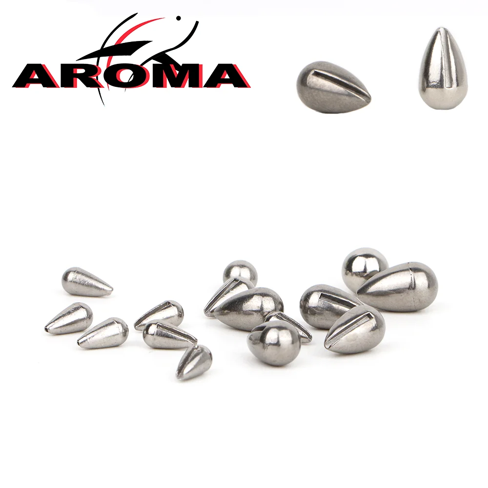 AROMA fish10pcs Tungsten Ice Fishing Jig Head Primary Color Without Hook,2.7mm-7mm Tear Drop Winter Pike Lure DIY Material Plain