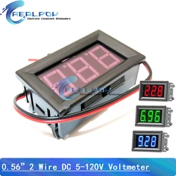 2 Wire Digital Voltmeter DC 5-120V LED Voltage Panel Meter Red/Blue/Green Voltage Monitor Tester Gauge for Motorcycle Car