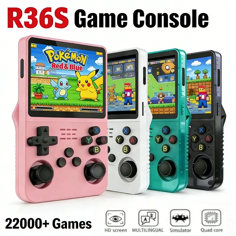 Console de Jeux Portable Classique Rétro R36S ARKOS System avec Écran IPS de 3,5 Pouces, Lecteur Vidéo de Poche, 128 Go de Jeux, Cadeau pour Garçon