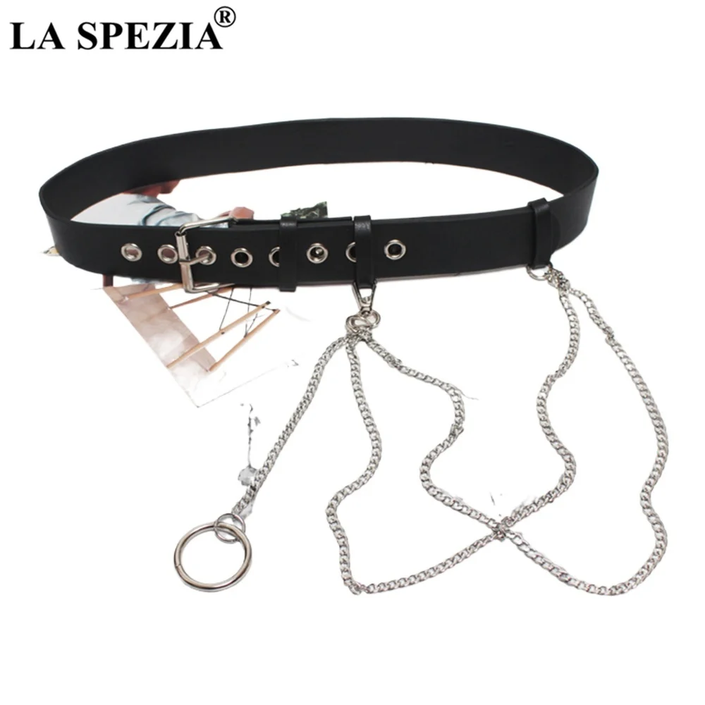 新しいデザインブランドブラックロックパンク女性ベルトチェーンリベットピンバックルレディースウエストベルトアパレルアクセサリー-101-センチメートルファッション