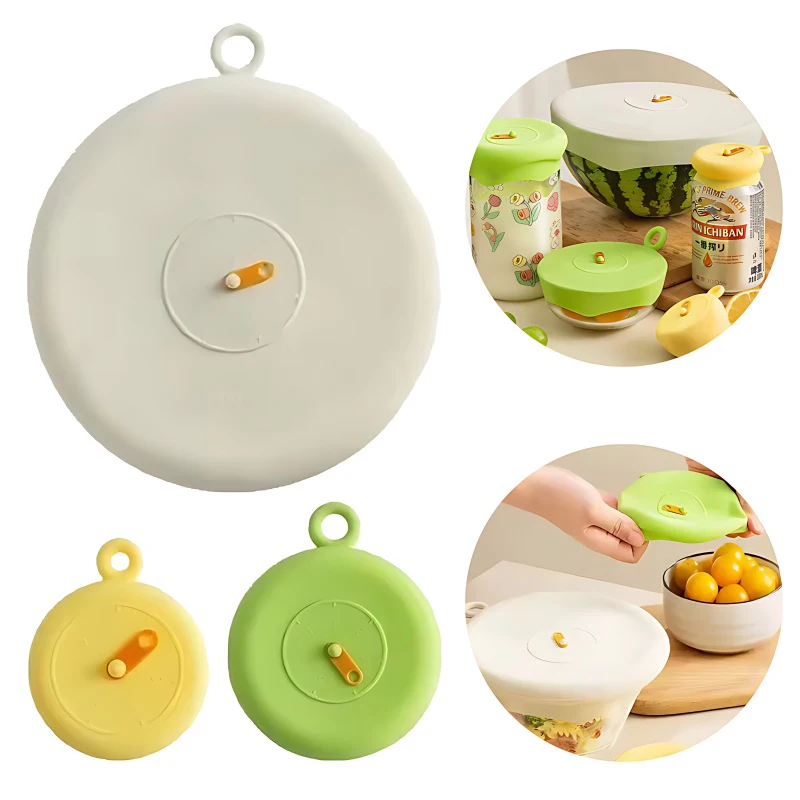 Silicone Crisper Lid High Temperature Resistant Round 3-Piece Bowl Lid Refrigerator Leftovers Universal Sealing Lid