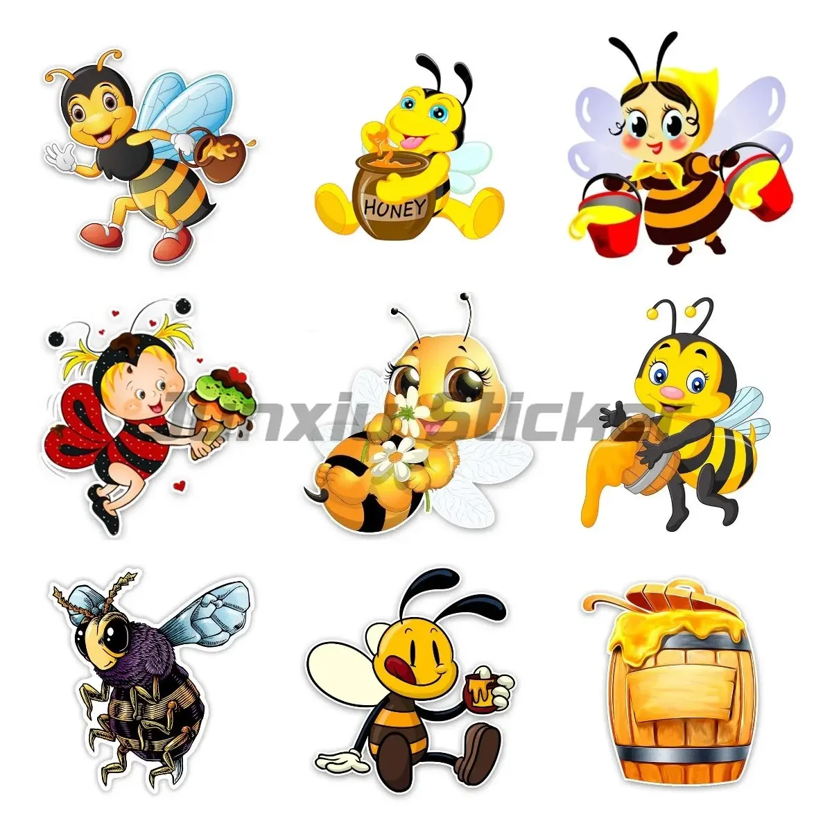 

Hardworking Bee Making Honey PVC Car Sticker Waterproof Vinyl Sticker for Bicycle Helmet Refrigerator Door Auto Parts Decoration