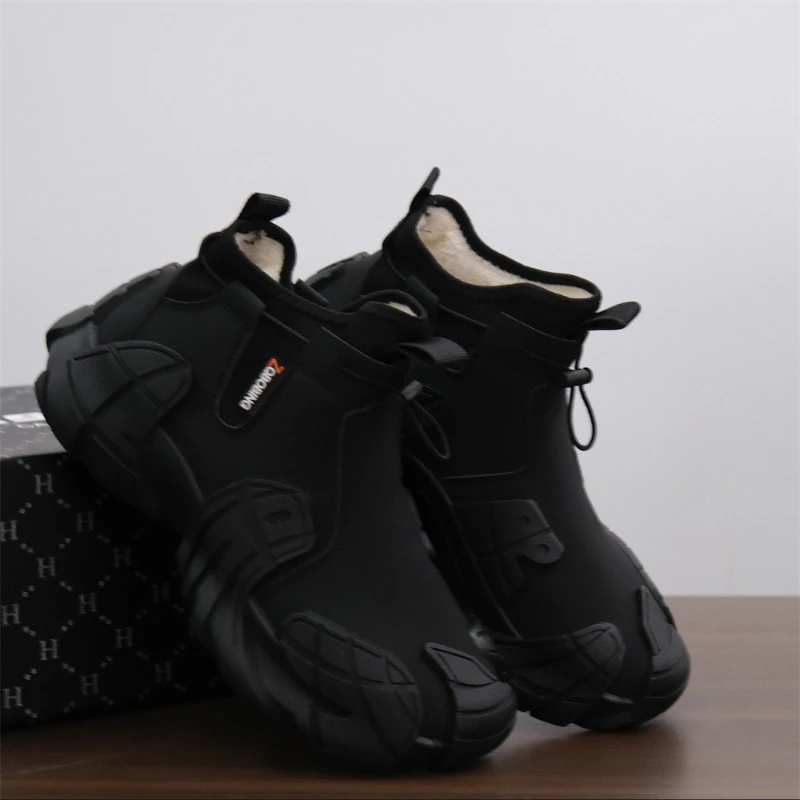 Neue Winter-Herrenschuhe aus Baumwolle mit dickem Fleecefutter für warme Herren-Schneestiefel – Detail 5