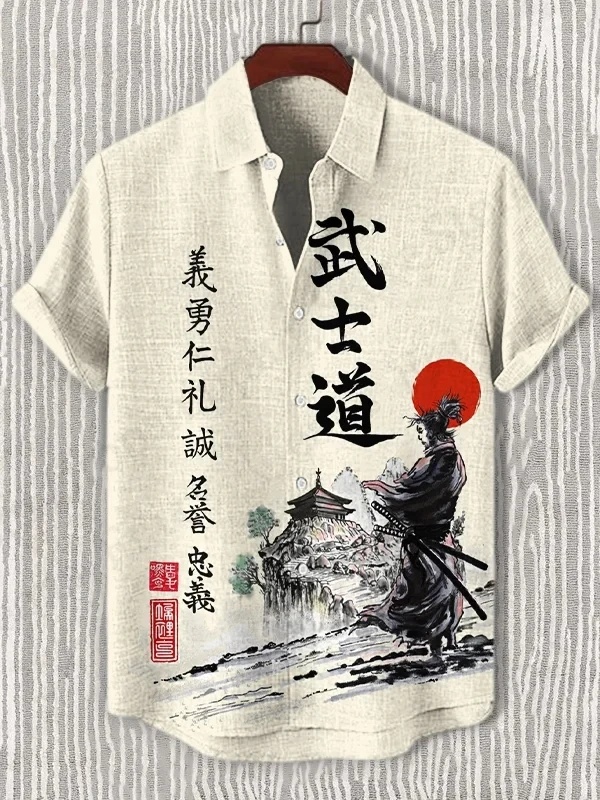 

Warrior Hawaiian Shirt Japanese Samurai 3d Print Shirt Men Women Fashion Short Sleeve Casual Button Lapel Shirts Blouse Camisas