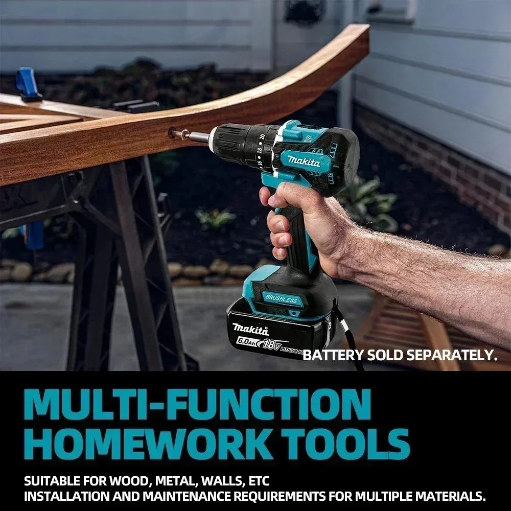 Аккумуляторная бесщеточная дрель-шуруповерт Makita DDF487 18В, эргономичная, для монтажных работ и ремонта