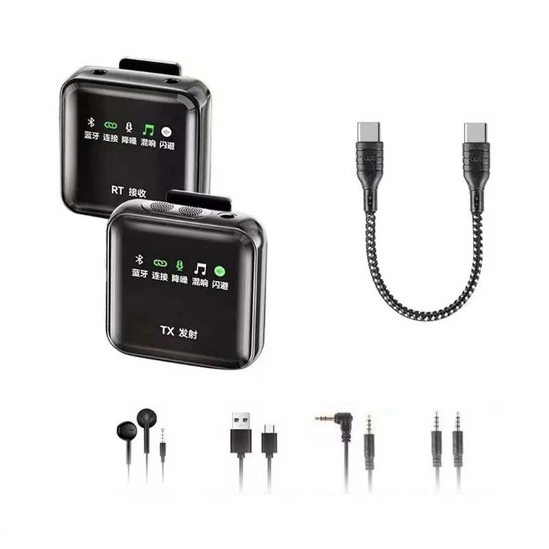 Mikrofon Lavalier nirkabel 1 To 1 tipe-c konektor M33 mikrofon langsung perekaman lebah mikrofon peredam kebisingan