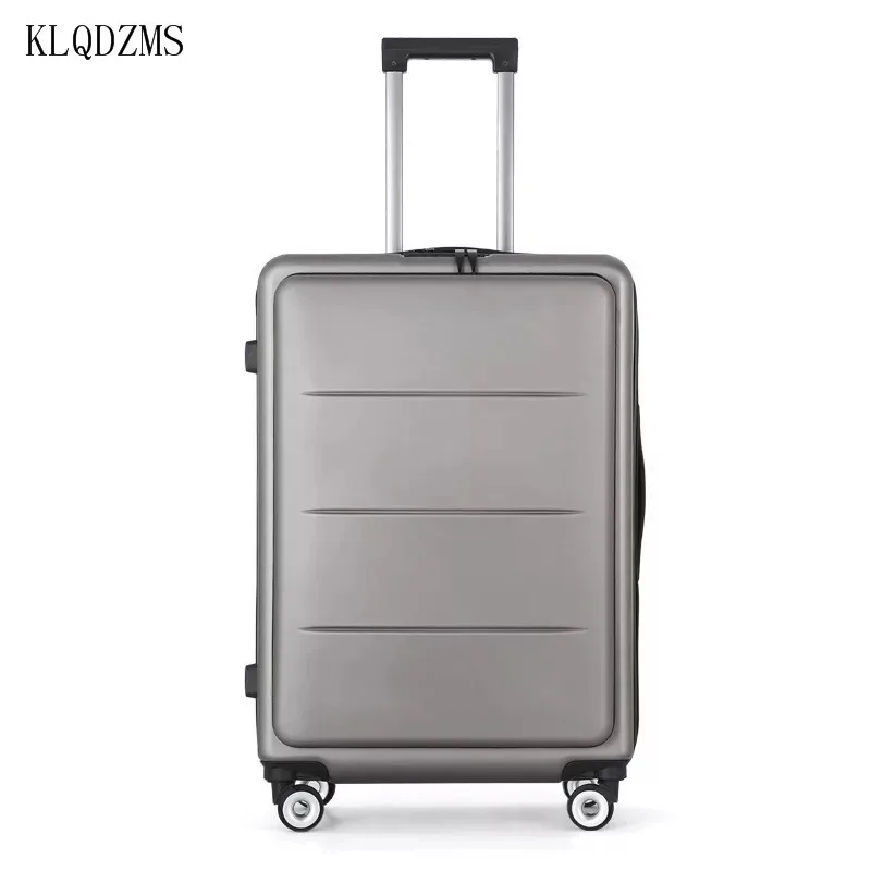 KLQDZMS 20\'\'22\'\'24Multifunctional Double Zippered Suitcase Unisex Cabin Front Opening Roller Luggage Waterproof Bag For Students