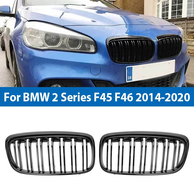 

Car Front Mesh Grill Racing Grill for BMW 2 Series F45 F46 Tourer 2014-2020 PRE-LCI Gloss Black Kidney Grilles Front Hood Grille