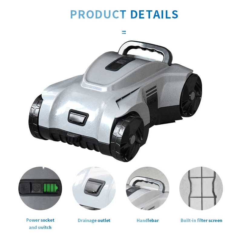 OEM Cordless Pool Robot Strong Suction Dual Motors Swimming Pool Cleaner Robot Automatic