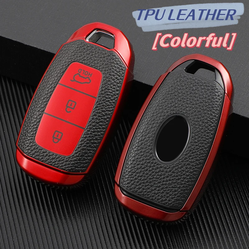 Leather TPU Car Remote Key Case Cover For Hyundai i30 ix25 Elantra KONA Solaris Azera Grandeur Ig TM Accent Santa Fe Palisade